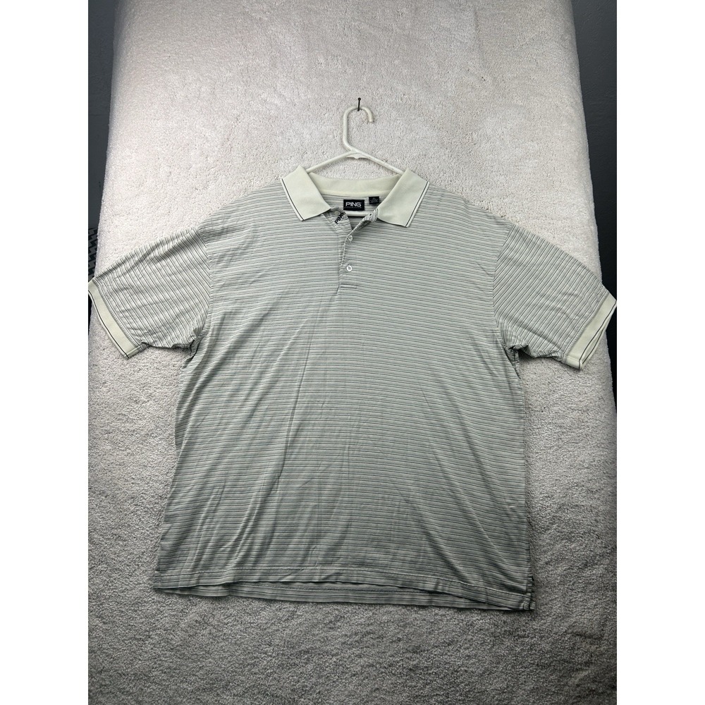 Ping Collection Mercerized Pima Cotton Striped Polo Shirt Short Sleeve Mens XL